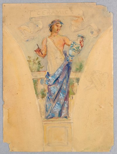 Personifikation der "Keramik," Studie für die Kuppel des Herstellergebäudes, Weltausstellung in Chicago, IL von Kenyon Cox