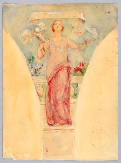 Personifikation von "Textilien," Studie für die Kuppel des Herstellergebäudes, Weltausstellung Chicago, IL von Kenyon Cox