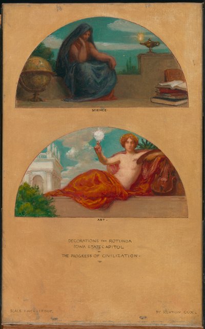 Der Fortschritt der Zivilisation: Wissenschaft und Kunst Wandbildstudie, State Capitol, Des Moines, Iowa von Kenyon Cox