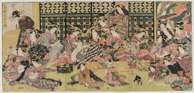 Ein Bild der Betrachtung in den Vergnügungsvierteln, 1810er Jahre von Kikugawa Eizan