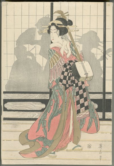 Geisha mit Shamisen von Kikukawa Eizan