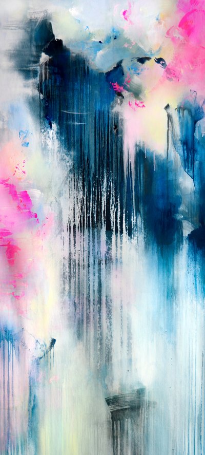 Dynamisches Blau-Pink Abstrakt von Kirsten Handelmann