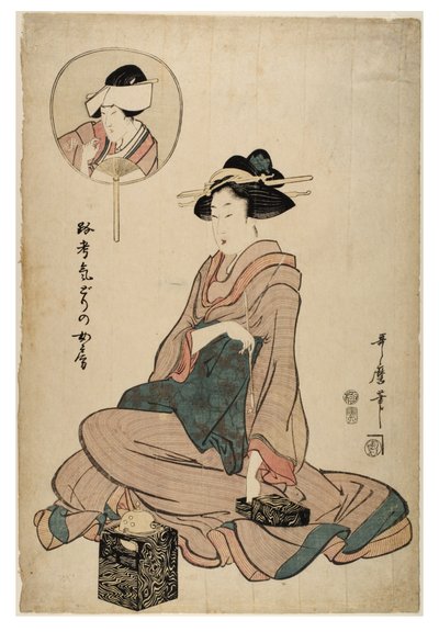 Schauspieler Segawa Roko in der Art einer Ehefrau von Kitagawa Utamaro