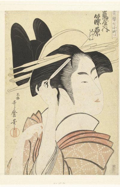 Brustporträt der Kurtisane Shinowara aus dem Tsuruya-Haus von Kitagawa Utamaro