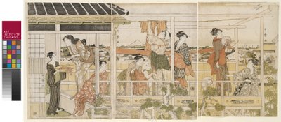 Wäsche trocknen von Kitagawa Utamaro