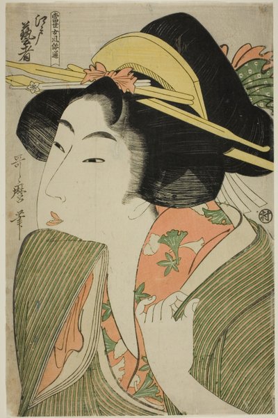 Edo Geisha, aus der Serie "Ein Leitfaden zu zeitgenössischen Frauenstilen (Tosei onna fuzoku tsu)" von Kitagawa Utamaro