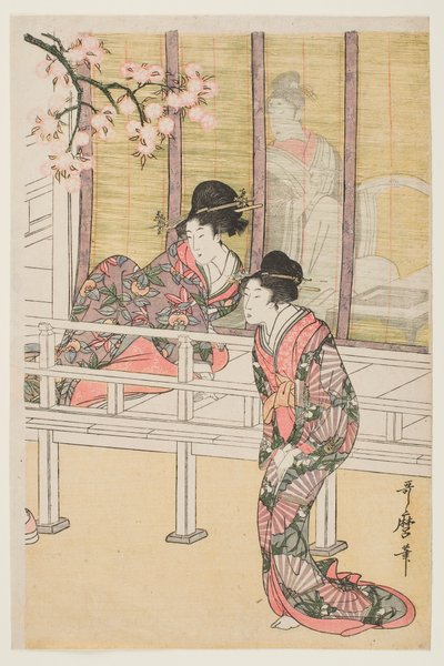 Dame steigt aus einer Hofkutsche von Kitagawa Utamaro