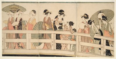 Oben und unter der Ryogoku-Brücke von Kitagawa Utamaro