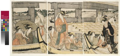 Oben und unter der Ryogoku-Brücke von Kitagawa Utamaro