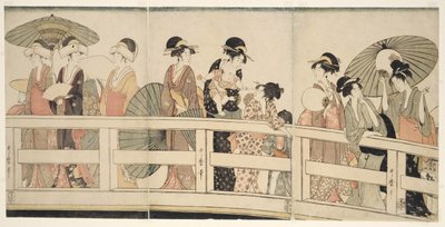 Oben und unten auf der Ryogoku-Brücke von Kitagawa Utamaro