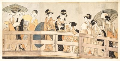 Auf und unter der Ryogoku-Brücke, ca. 1800 von Kitagawa Utamaro