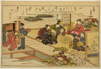 Muschel-Matching-Spiel, aus dem illustrierten Buch "Geschenke von der Ebbe (Shiohi no tsuto)" von Kitagawa Utamaro