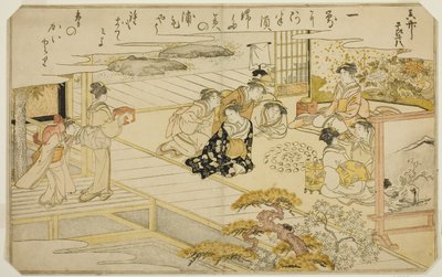 Muschel-Matching-Spiel, aus dem illustrierten Buch "Geschenke von der Ebbe (Shiohi no tsuto)" von Kitagawa Utamaro