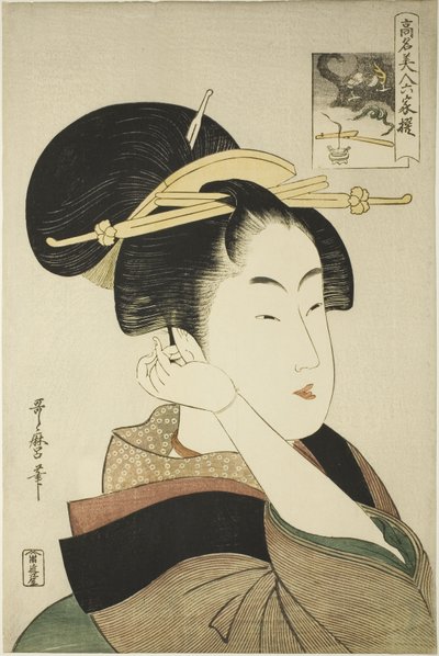 Tatsumi Roko, aus der Serie Berühmte Schönheiten verglichen mit den sechs unsterblichen Dichtern von Kitagawa Utamaro