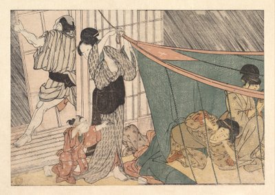 Das kommende Gewitter, aus dem illustrierten Buch Blumen der vier Jahreszeiten von Kitagawa Utamaro