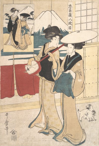 Zwei Tori-oi oder wandernde Musikerinnen der Eta-Klasse von Kitagawa Utamaro