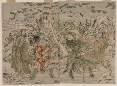 Winterszene aus der Romanze der Drei Königreiche, um 1790 von Kitagawa Utamaro