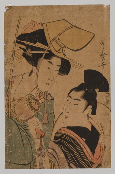 Frau, die das Glück darstellt von Kitagawa Utamaro