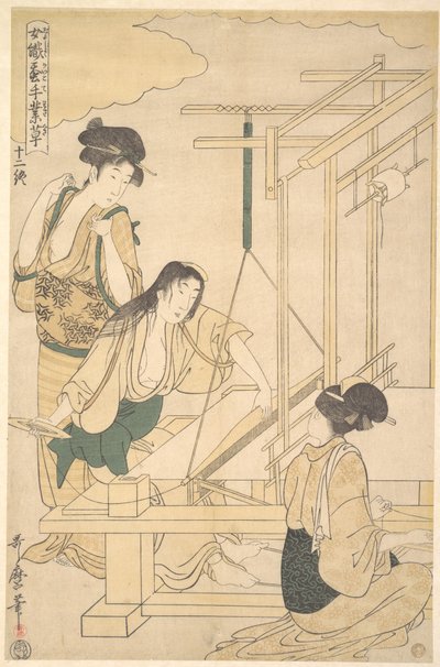 Frauen beim Seidenweben von Kitagawa Utamaro