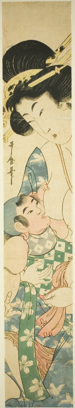 Mutter stillt Kind von Kitagawa Utamaro II