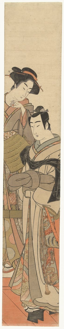 Eine Frau mit einem jungen Mann verkleidet von Kitao Masanobu (attributed to)