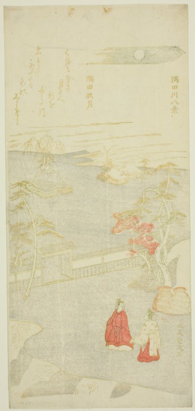 Herbstmond über dem Sumida-Fluss (Sumida aki zuki), aus der Serie "Acht Ansichten des Sumida-Flusses (Sumidagawa hakkei)" von Kitao Shigemasa