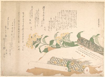 Gänseblümchen und zwei Makimono von Kitao Shigemasa
