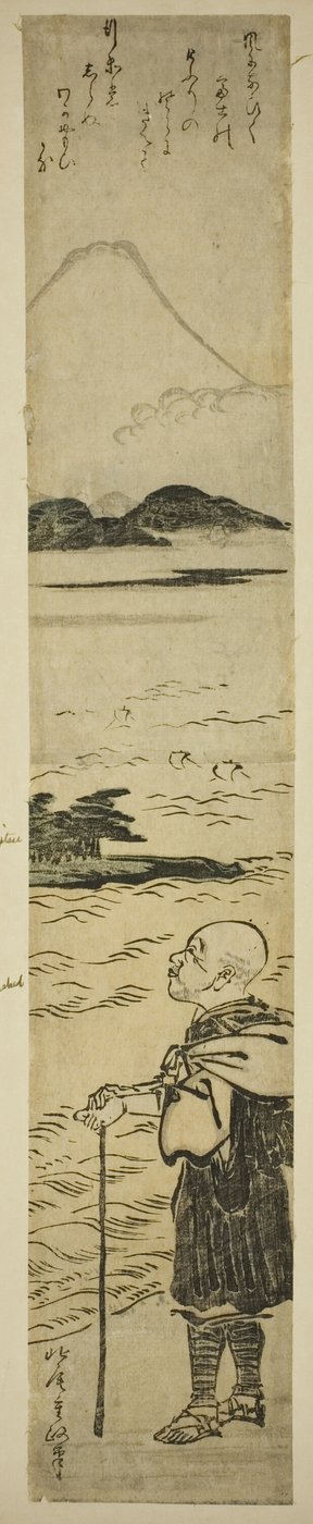 Priester Saigyo betrachtet den Berg Fuji von Kitao Shigemasa