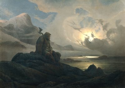 Küstenlandschaft mit Person von Knud Andreassen Baade