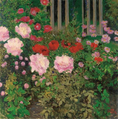 Blühende Blumen am Gartenzaun von Koloman Moser