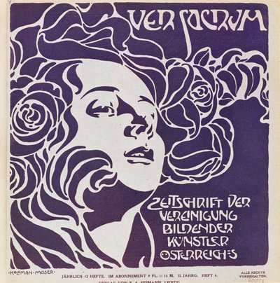 Titelblatt der 4. Ausgabe 1899 von Ver Sacrum, der Zeitschrift der Künstler der Jugendstil-Sezession von Koloman Moser