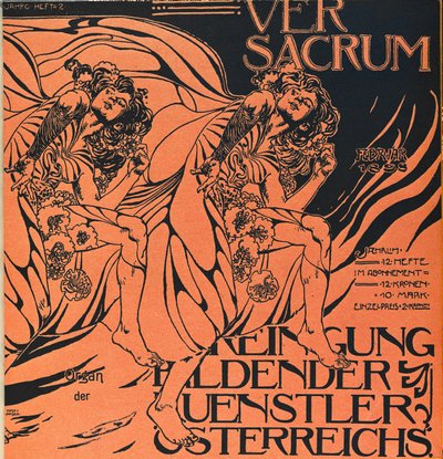 Titelblatt der Februar 1898 Ausgabe von Ver Sacrum, der Zeitschrift der Sezession-Bewegung von Koloman Moser
