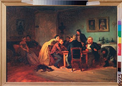 Kartenspiel - Später Abend in einem bürgerlichen Interieur von Konstantin Alexandrovich Trutovsky