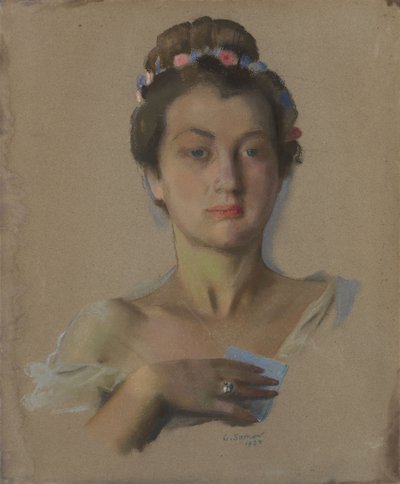 Porträt von Alexandra Levchenko, 1934 von Konstantin Andreevic Somov