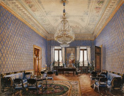 Interieurs des Winterpalastes. Das Wohnzimmer der Großprinzessin Maria Nikolajewna, 1837 von Konstantin Andreyevich Ukhtomsky