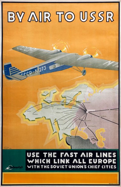 Mit dem Flugzeug in die UdSSR Poster der Intourist-Gesellschaft, 1934 von Konstantin Bor Ramensky