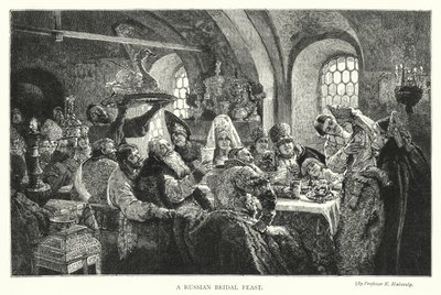 Ein russisches Hochzeitsfest von Konstantin Egorovich Makovsky