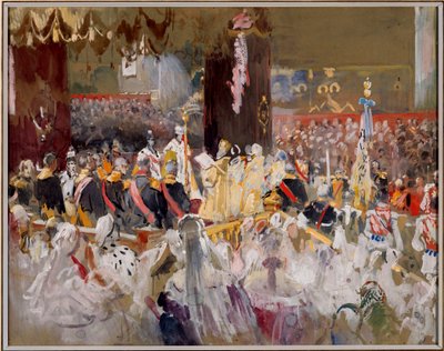 Die Krönung von Kaiser Nikolaus II. in der Mariä-Entschlafens-Kathedrale von Konstantin Egorovich Makovsky