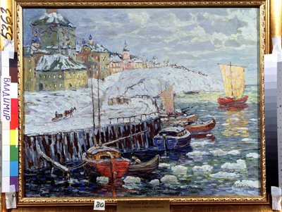 Uferpromenade in einer alten russischen Stadt von Konstantin Ivanovich Gorbatov