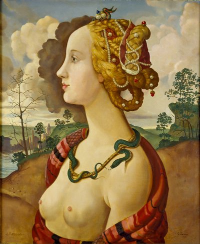 Eine Kopie des sogenannten Porträts von Simonetta Vespucci, 1939 von Konstantin Somov