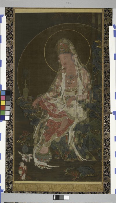 Weidenzweig-Bodhisattva Avalokiteshvara (Kwanseûm Posal) sitzend in einem Paradiesgarten, Koryo-Dynastie von Korean School