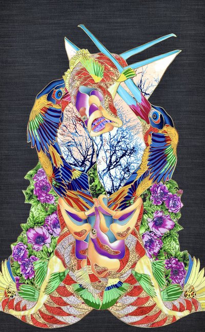 Lebhafte Fantasievögel und Blumen von Kostyantin Malginov