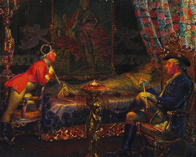 Struensee und Caroline Mathilde am toten Körper von Königin Sofie Magdalene, 1910 von Kristian Zahrtmann