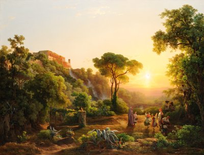 Landschaft bei Tivoli, mit einer Szene der Weinlese von Károly Markó