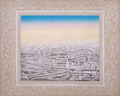 Luftaufnahme von London mit dekorativem Rand, ca. 1845 von Kronheim and Co