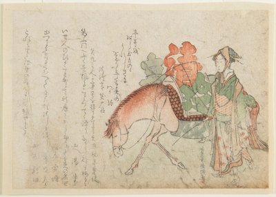 Frau mit einem Packpferd von Kubo Shunman