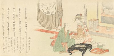 Kurtisane mit Kunde vor einem Tokonoma-Alkoven, 1798 von Kubo Shunman
