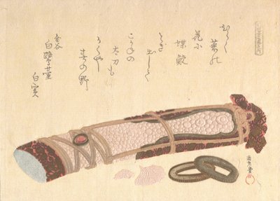 Schwertgriff, aus der Serie von sieben Drucken für den Shofudai-Poesiekreis, 1810er Jahre von Kubo Shunman