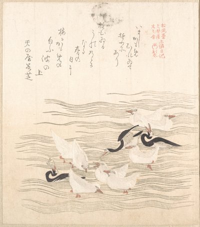 Möwen spielen auf dem Wasser von Kubo Shunman