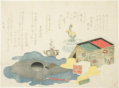 Schreibutensilien und Siegel von Kubo Shunman